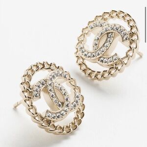 Chanel Gold Earrings with Crystal Accents